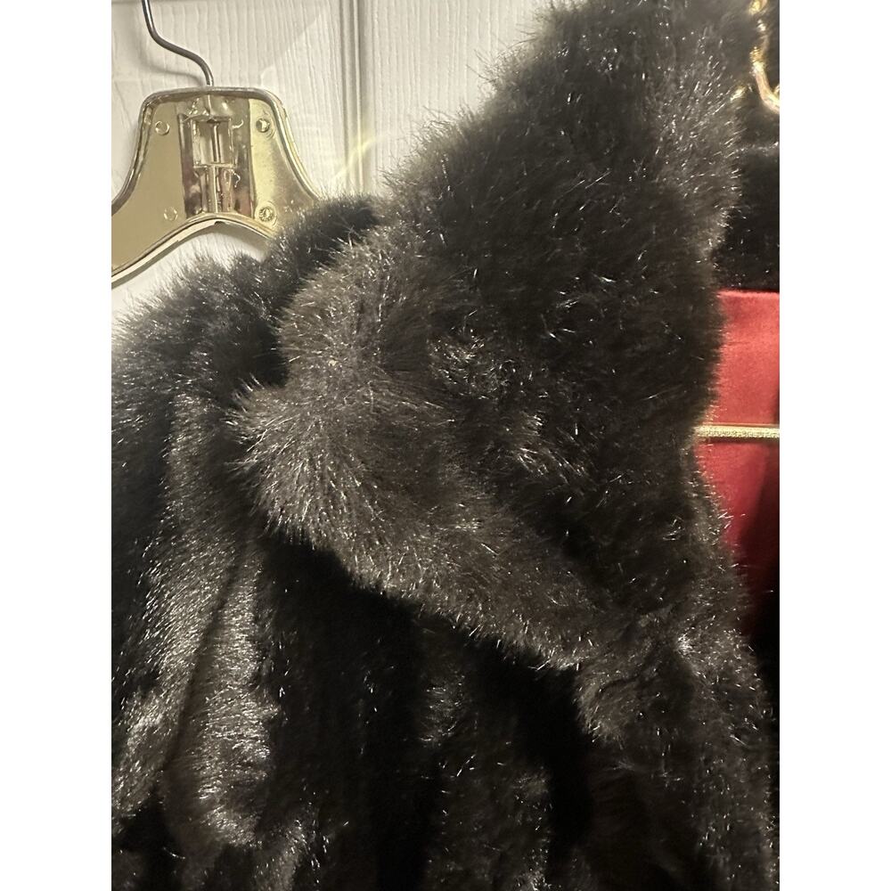 VNT 70s 90s Passport Plush Faux Fox Rabbit Fur Short Jacket Sm 10 Mob Satin 36w - Picture 10 of 15